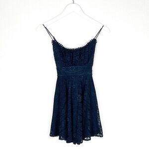 NWT Hello Molly navy blue lace spaghetti strap short dress NEW size 4